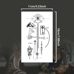 Cool Geometric Design Temporary Tattoo Half Sleeve Semi Permanent Tattoo Waterproof Last for 2 Week Herbal Tattoo for Arm Body
