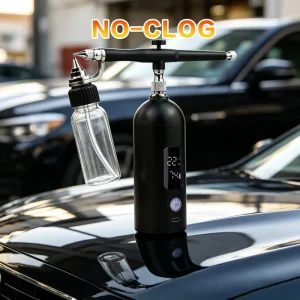 Copper ABS Piston Anti-Clog High Pressure Gravity Airbrush for Automotive Paint Touch-up Kit Dual-Action Trigger LED