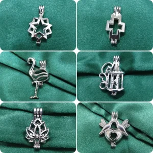 Copper Alloy Hollow Pearl Cage Locket Openable Aroma Bead Diffuser Pendant for Necklace Bracelet Craft