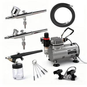 Copper Mini Airbrush Set with Air Compressor for Cake Decorating and Nail Art