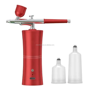 Cordless Airbrush Kit Beauty Salon Facial Care Machine Rechargeable Air Brush Makeup Spray Gun 0.3mm Nozzle Spa Airbrush Kit