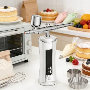 Cordless Airbrush Kit for Cake Decorating Food Grade Coloring Spray Gun with 3 Adjustable Pressure for Dessert Fondant Baking
