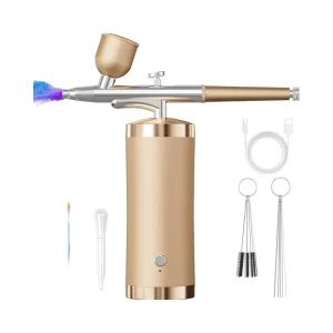 Cordless Nail Art Airbrush Kit 0.3mm Titanium Nozzle High-Pressure Rechargeable Compressor for Cake Decor Makeup Modeling