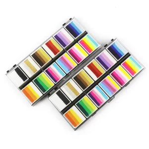 Cosplay Face Paint Set with Split Cakes Bright Rainbow Water Based Body Painting Palette for Cosmetic Body Art