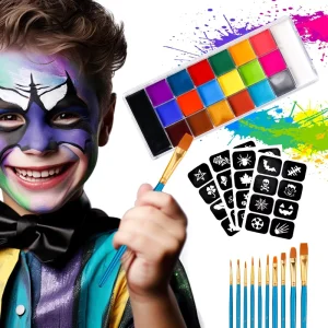 Cosplay Makeup Palette Body Paint Kit Oil Face Paint with Stencil Supplies for Face and Body Art Painting