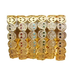Creative Copper 18k Gold Plated Non-tarnished Smiling Face Jewelry Bangle Bracelets for Women