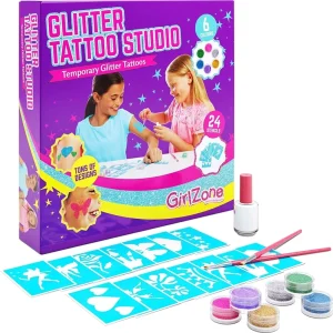 Creative Girls Dress up Parties 33 Fun Pieces in 1 Temporary Glitter Tattoos Kit Sparkly Glitter Beauty Cosmetic Toy