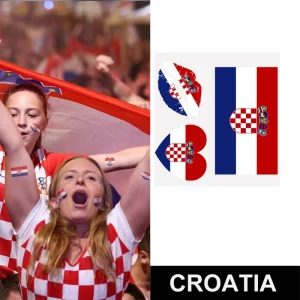 Croatia Holiday Party Parade Face Stickers Football Match Fans Cheer Flag Tattoo Stickers