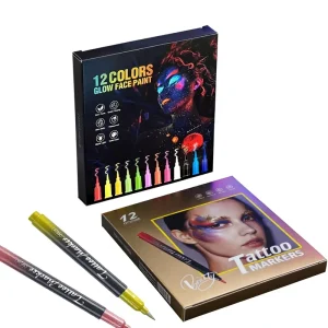 Cross-Border Bestseller Plastic Body Painting Pen Temporary UV Tattoo Party DIY Skin Painting Glitter Acrylic Marker China