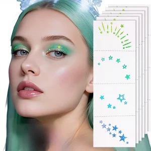 Cross Border Cartoon Eye Corner Tattoo Stickers Waterproof Laser Glitter Hot Stamping Gold Foil Finish Paper Material Makeup