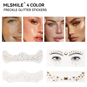 Cross-Border Halloween Party Gold-Embossed Geometric Shape Waterproof Eye/Face Water Transfer Printed Freckle Tattoo Stickers