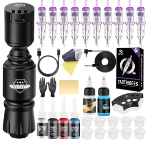 Cross Border Popular Rocket Short Pen Tattoo Set LED Wireless Battery Tattoo Machine Beginner Kit Model WTK 137