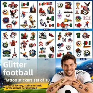 Cross-border 26 New Children’s Football Tattoo Stickers for Event Football Club Activity Party Water Transfer Printed