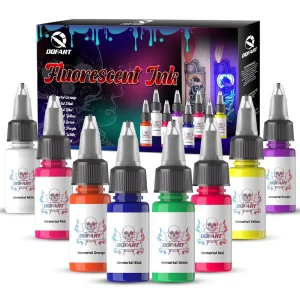 Cross border Bestseller DQFART Tattoo Fluorescent Ink UV Glow Pigment 15ml 05oz 8 Color Ink Set Zhejiang Origin