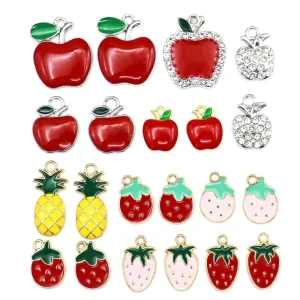 Cross-border Dripping Oil Alloy Accessories Fruit-Style Strawberry Charms DIY Earrings Necklaces Pendants Keychains Zinc Alloy