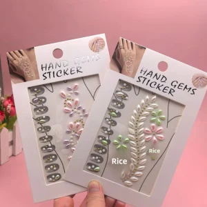Cross border European American Floral Geometric Pattern Fresh Minimalist Style Rhinestone Tattoo Stickers for Face Hand Use