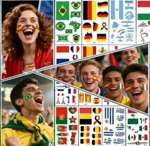 Cross border Exclusive Flags Tattoo Stickers Water Transfer Paper DIY Customization for Football Match Sports Events