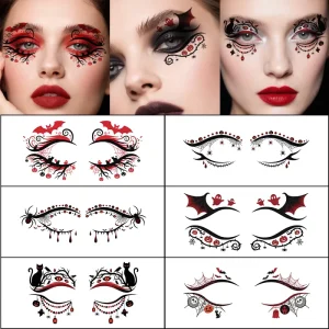 Cross-border Halloween Geometric Shape Eyelid Tattoo Stickers Water Transfer Printing Eye Makeup Face Decorations Tattoos