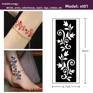 Cross border Henna Paste Juice Spray Semi permanent Tattoo Sticker Geometric Shapes Arm Bands Wristbands Hollow out Painting