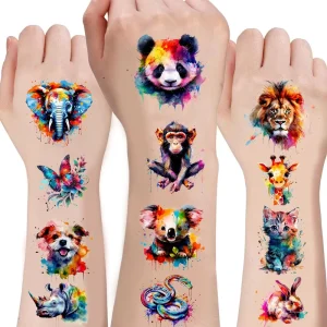 Cross border Modern Minimalist Watercolor Tiger Butterfly Customizable Semi handmade Tattoo Stickers Temporary Tattoo Decals