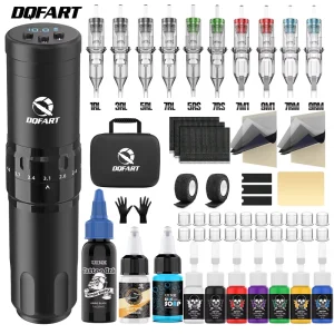 Cross border New DQFART Wireless Tattoo Pen Kit Adjustable stroke with a 1500 MAh Long lasting Battery Model WTK 243K