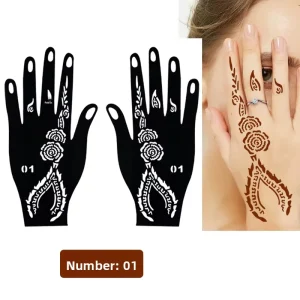 Cross border Palm Tattoo Sticker Template Indian Spray painted Hollow out Stencil Original Hand shaped Henna Body Art Tattoo