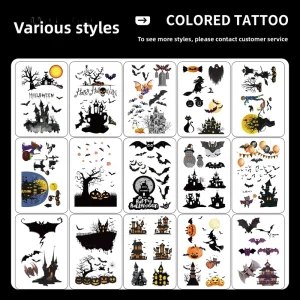 Cross border Ready Stock Halloween Children Cartoon Luminous Eco Friendly Customizable Tattoo Stickers Waterproof