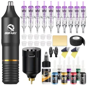 Cross border Tattoo Wireless Kit Tattoo Pen Tattoo Ink Purple All in One Needle Mini Tattoo Battery Made in Zhejiang