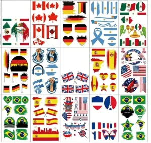Cross border Temporary National Flag Water Transfer Printed Tattoo Sticker Event Sports Games Fans Party Sticker