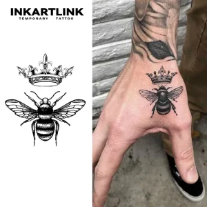 Crown Bee Tatuajes Long Lasting Tattoo 15 Days Waterproof Natural Fruit Juice Body Tattoo Sticker Bulk for Men Art