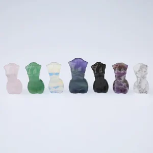 Crystal Crafts Female Mannequin Torso Hand Carved Crystal Rose Quartz Model Women Body Torso Statue