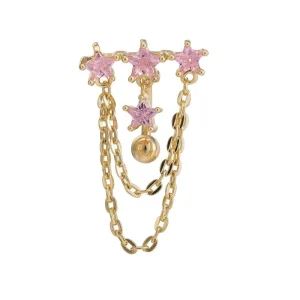 Crystal Designer Star Shape Belly Rings Star Chain Dangle Top Mount Belly Ring Body Jewelry Piercing
