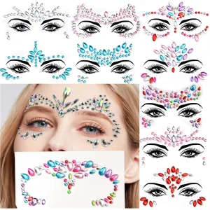 Crystal Diamond Rhinestone Face Stickers Mermaid Jewels Self-Adhesive 3D Face Gems