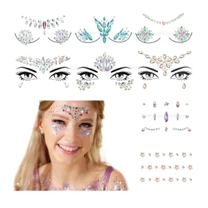 Crystal Face and Body Gems Stickers Adhesive Temporary Tattoo Rhinestone Face & Body Jewels for Party