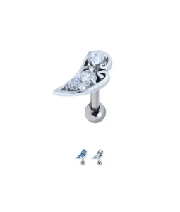 Crystal Leaf 316L Surgical Steel Ear Cartilage Piercing Jewelry
