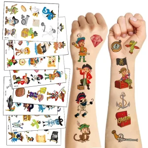 Custom 10 Sheets Viking Theme Pirate Waterproof Water Transfer Tattoo Sticker Kids Temporary Fake Party Makeup