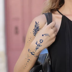 Custom 100% Plant Based Juice Temporary Tattoo Sticker Small Graphics with Realistic Matte Finish 15 Days Semi Permanent