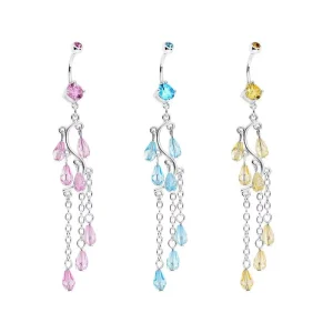 Custom 316L Stainless Exotic Crystal Pendant Chain Belly Button Rings Piercing Body Jewelry