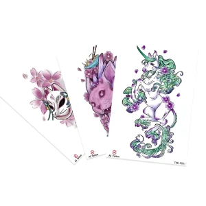 Custom 4 Color Full Arm Temporary Tattoo Sticker Waterproof Indian Tribal Floral Dragon Tiger Geisha Skull Eco Friendly Designs