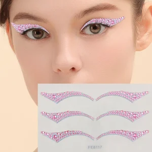 Custom 5D Face Eyeliner Rhinestone Tattoo Sticker Fashionable Sexy French Makeup Waterproof Laser Gems Girls Women Fake