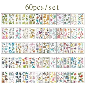 Custom 60PCS Waterproof Temporary Tattoo Sticker Paper Material Festival Glitters Face Body Girls
