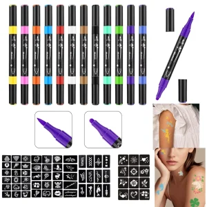 Custom A4 Temporary Tattoo Stickers Acrylic Markers DIY Body Art Non-Toxic Henna Tattoos for Easter Halloween Wedding