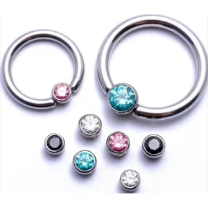 Custom ASTM F136 Titanium CBR Piercing Jeweled Flat Disc Captive Bead Ring Earrings Breast Rings Multi purpose Rings