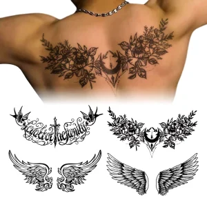 Custom Adult Man Woman Back wings CMYK Printing Waterproof Tattoos Sexy Tattoo Stickers