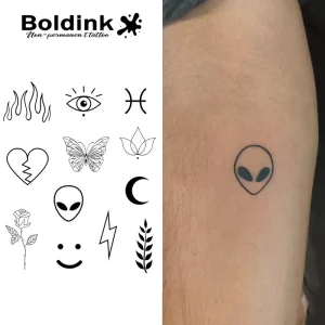 Custom Alien Head Gothic Number 13 Arm Body Art Waterproof Long Lasting 2 Weeks Jagua Juice Ink Semi Permanent Tattoo