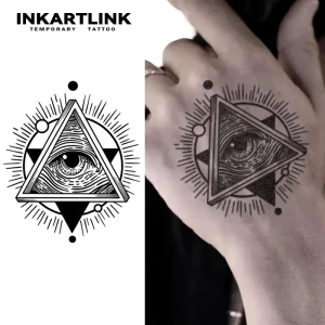 Custom All Seeing Eye Triangle Herbal Tattoo Sticker Waterproof Long Lasting 15 Days Semi permanent Body Art for Hand Wrist