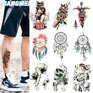 Custom Animal Carp Sika Deer Floral Temporary Tattoo Stickers Waterproof Flower Arm Body Tattoo Stickers Women Men
