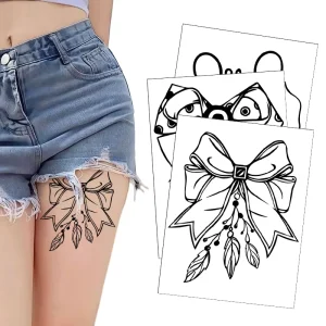 Custom Arm Thigh Bow Leg Waterproof Juice Herbal Temporary Tattoo Long Lasting 2 Weeks Semi Permanent Tattoo