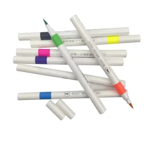 Custom BV BPMH15 Water Based Washable Non Toxic Body Painting Brush Tip Art Marker Pen for Skin Face Hands Multiple Colors