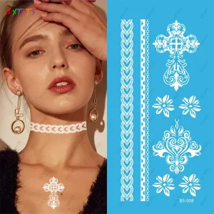 Custom & Beautiful Tattoo Designs Waterproof Temporary White Henna Tattoo